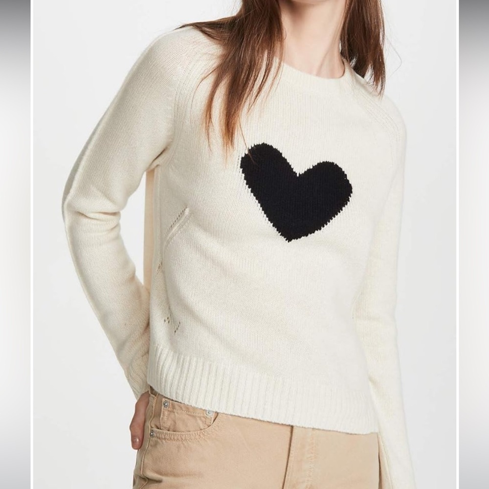 ZADIG & VOLTAIRE Lili C Heart Cashmere Sweater Medium